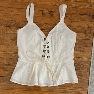 J. Crew Women’s Ivory Lace-Up Peplum Cami Top